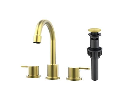 Busdays 2 Handle Widespread Bathroom Faucet 8 Inch 3 Hole 360 Degree Swivel Spout with Pop Up Drain Assembly