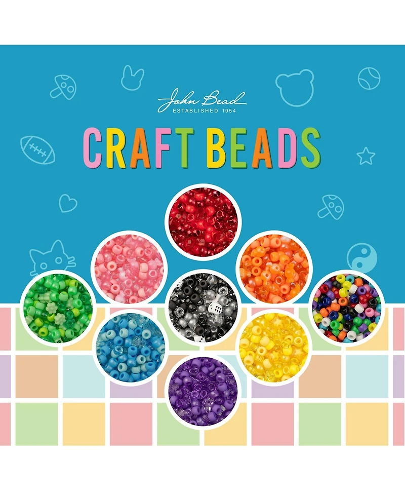 John Bead 6x9mm Mix Plastic Pony Beads, 120g
