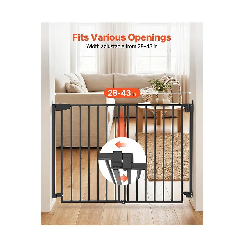 Ruie One Handed Dog Gate for Stairs 30 in High and 28 to 43 in Wide