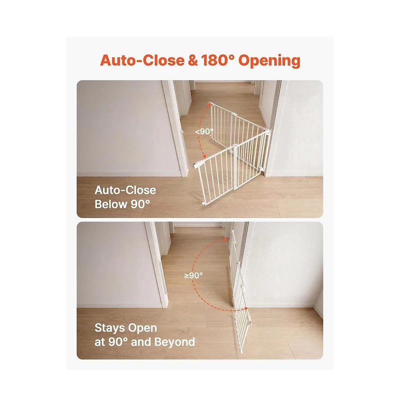 Ruie Drilling Mount Pet Gate for Stairs 30 in High and 28 to 43 in Wide