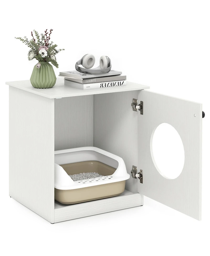 Ruie Modern Cat Litter Box Enclosure Side Table with Openable Door