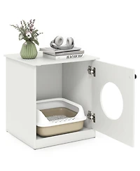 Ruie Modern Cat Litter Box Enclosure Side Table with Openable Door