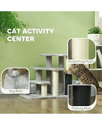 Ruie 2 in 1 Cat Tree Tower and 3 Step Pet Stairs with Scratching Posts and Toy Balls