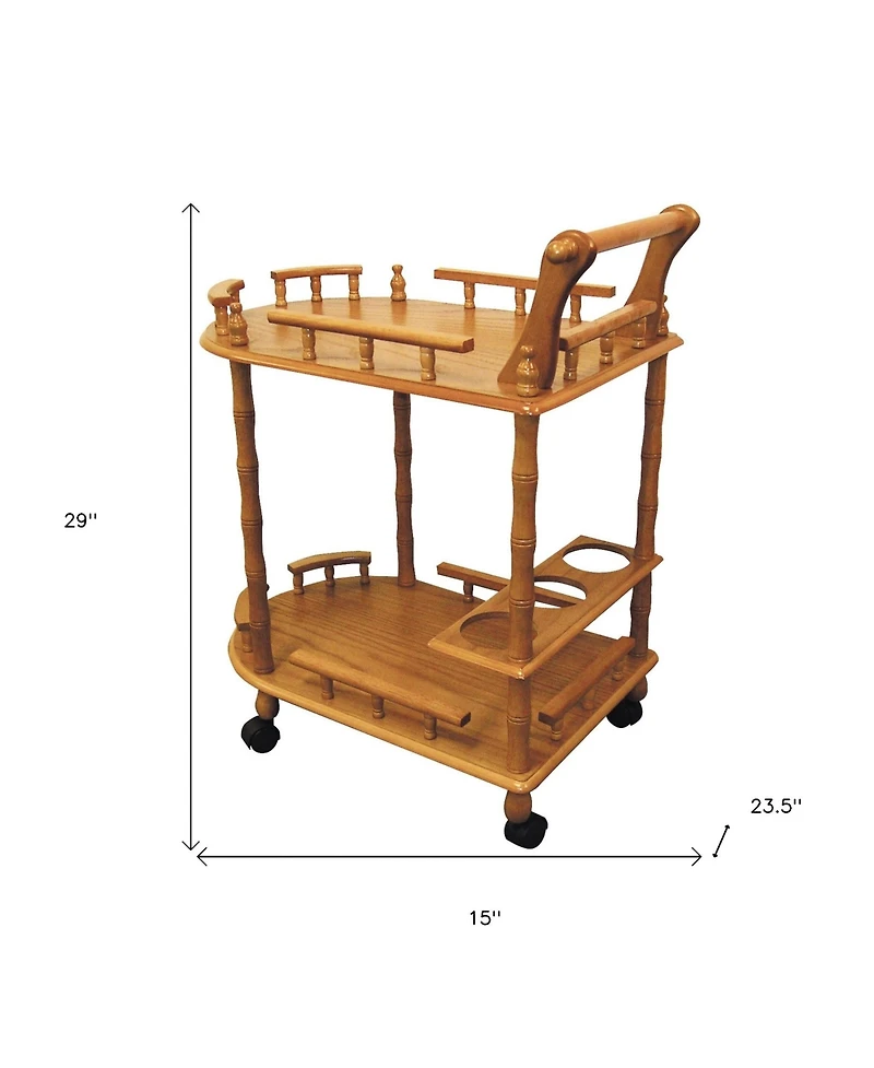 HomeRoots 24" Wood Rolling Bar Cart with Wine Storage