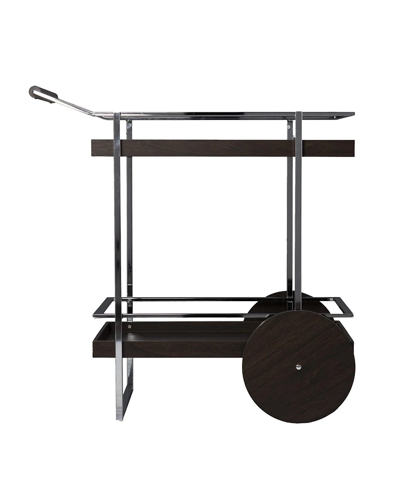 HomeRoots 34" Iron and Wood Rolling Bar Cart