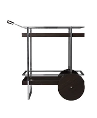 HomeRoots 34" Iron and Wood Rolling Bar Cart