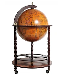 HomeRoots 22" Solid Wood Round Rolling Bar Cart