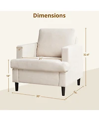 homfan Accent Chair – Mid-Century Modern Lounge Armchair with Linen Upholstery, Thick Cushion and Sturdy Legs – Comfortable Seating