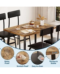 homfan Dining Table Set for 4, Wood Table with 4 Upholstered Chairs, Space Saving Kitchen and Dining Room Furniture for Small Spaces, Apartment