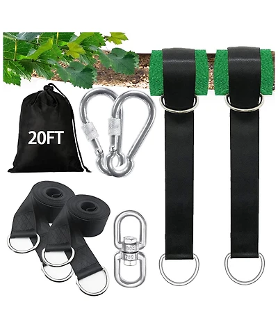 Piscifun Heavy Duty Tree Swing Hanging Kit With Lock Carabiners Protectors 5500 Lbs Capacity