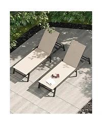 Mondawe 2 Piece Foldable Pool Lounge Chair Set with Aluminum Frame and Textilene Fabric