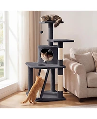 Gymax Cat Tree Multi-Level Tower With Top Perches and Cozy Condo Climbing Ladder