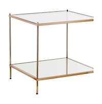 HomeRoots 22" Clear and Glass and Iron Square End Table with Shelf