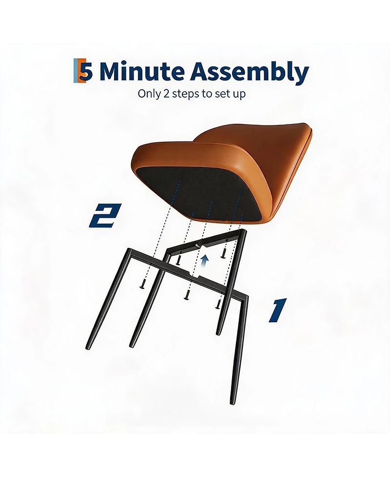 homfan Pu Leather Dining Chairs Set of 4, Modern Fabric Upholstered Kitchen Side Chairs with Metal Pegs, For Living Room, Kitchen, Dining Room