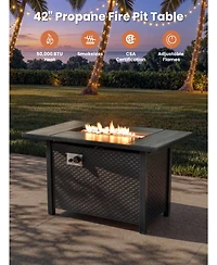 Xizzi 11-Piece Outdoor Patio Furniture Set With Fire Pit Table, Wicker Conversation Sectional Sofa, Swivel Chairs, Coffee and Side Table