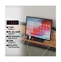 Lucky One King Size Platform Bed Frame with Usb Outlets and Shelf, Heavy Duty Metal Slats, No Box Spring Needed, Under-Bed Storage