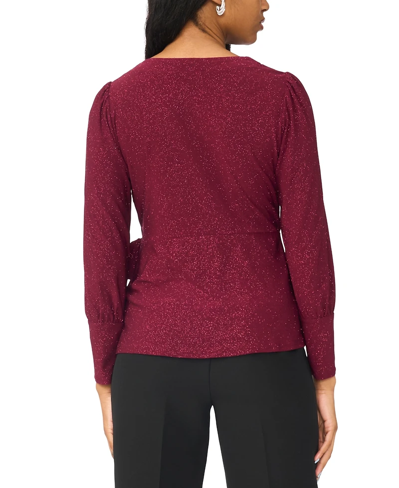 Msk Petite Faux-Wrap V-Neck Top