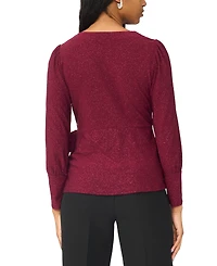 Msk Petite Faux-Wrap V-Neck Top