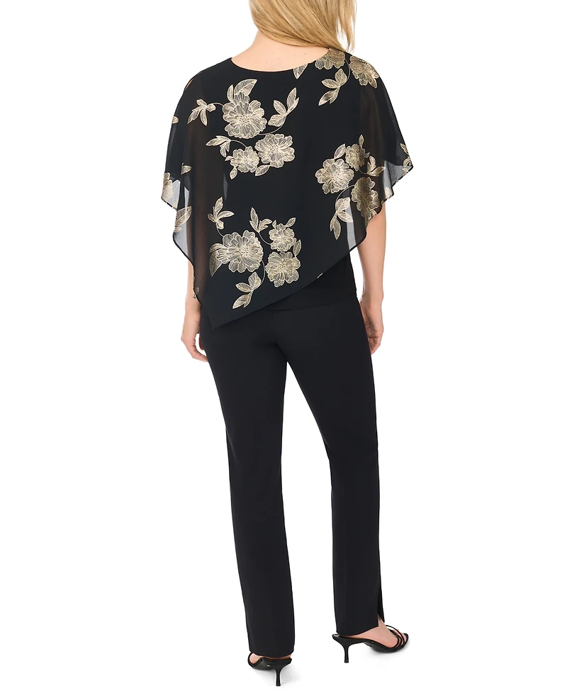Msk Petite Printed Combo Overlay Top