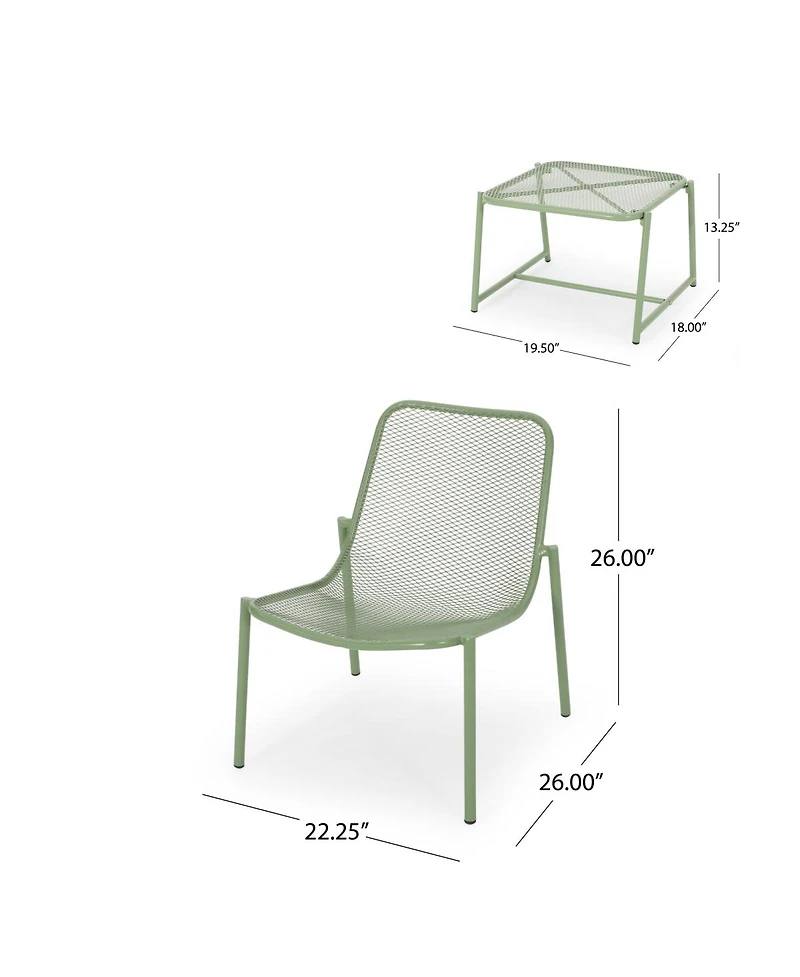 Asagikoiai 3-Piece Outdoor Metal Conversation Set with Iron Mesh Chairs and Table-Asagikoiai
