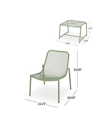 Asagikoiai 3-Piece Outdoor Metal Conversation Set with Iron Mesh Chairs and Table-Asagikoiai