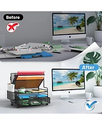 Danrong 5 Tier Desk Organizer with Removable Pen Holders Mobile File Tray