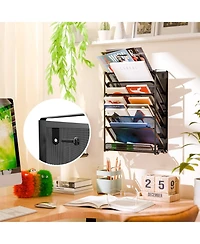 Danrong 7 Tier Dual Use Metal Wall Desktop File Organizer Rack