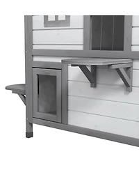 Ruie 2 Story Wooden Outdoor Cat House Weatherproof Enclosure with Openable Roof