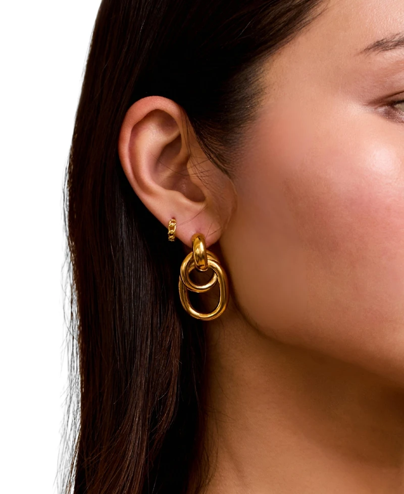 The Lovery Thin Twist Hoop Earrings 18K Gold Filled Over Brass