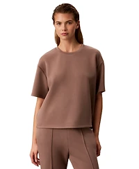 Calvin Klein Petite Soft Scuba Crewneck Short-Sleeve Boxy Knit Top