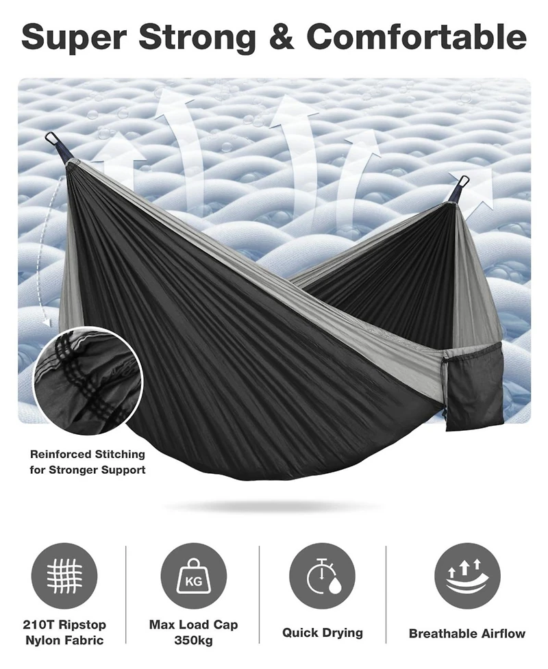Piscifun Heavy Duty Camping Hammock 700lbs Capacity With Tree Straps Carry Bag Portable Outdoor