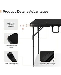 Piscifun Folding Card Table Square Portable Detachable Dual Height Adjustable Heavy Duty Indoor Outdoor Dining Game Picnic