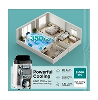SereneLife 8,000 Btu Portable Air Conditioner with Fan, Dehumidifier, Remote and Window Installation Kit