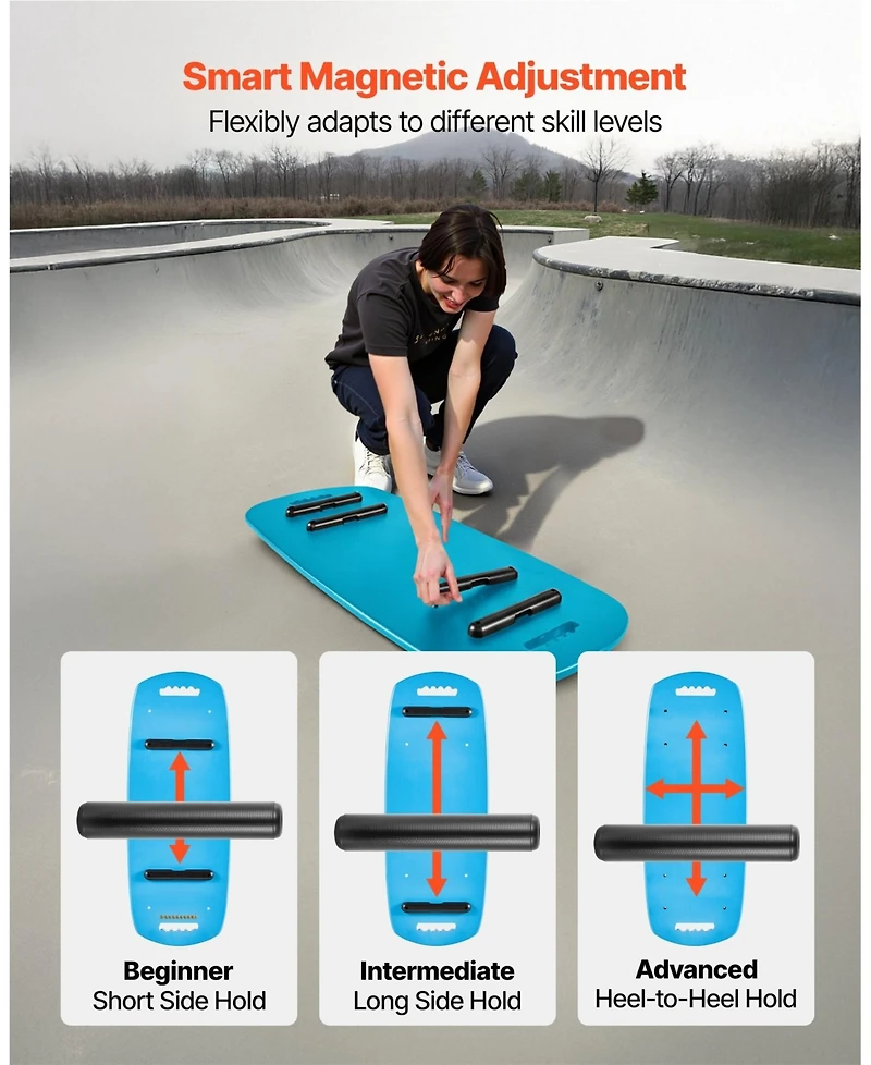 Sevorley Wooden Balance Board Trainer with Roller and Storage Rack, Surf Training Set