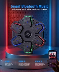 Sugift Music Boxing Machine, Bluetooth and Led, Wall-Mounted Punching Pad with Gloves, 9 Modes and Speeds for Adults and Kids