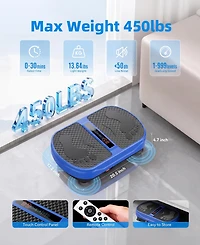 Sugift Vibration Plate Exercise Machine with Bluetooth Speaker, 2 Loops, 5 Resistance Bands, 450lb Capacity