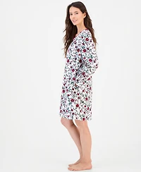 Charter Club Women's Long-Sleeve Cotton-Blend Scoop-Neck Flannel Chemise, Macy's Exclusive