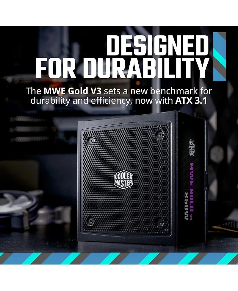 Coolermaster Mwe Gold 850 V3 80+ Gold Fully-Modular 850W Power Supply Compatible with Modern GPUs and Atx 3.1 Systems