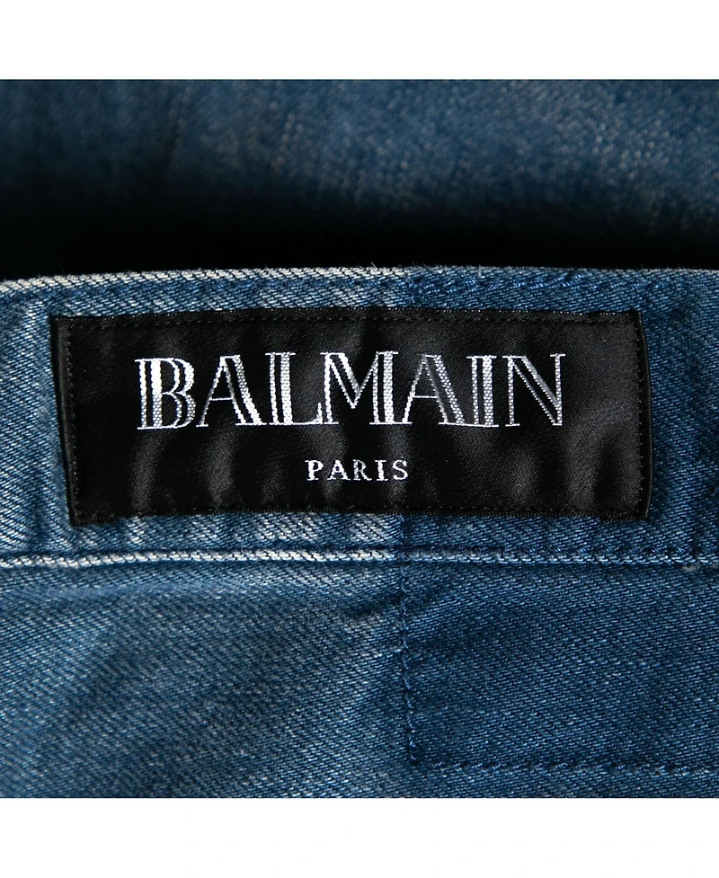 Pre-Owned Balmain Men's Distressed Denim Frayed Edged Shorts