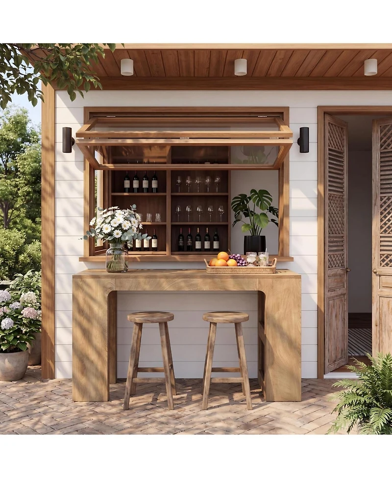Tribesigns 63" Bar Table with Storage: High top bar station with 2 shelves. Pub table for kitchen, dining room, restaurants