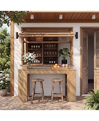 Tribesigns 63" Bar Table with Storage: High top bar station with 2 shelves. Pub table for kitchen, dining room, restaurants