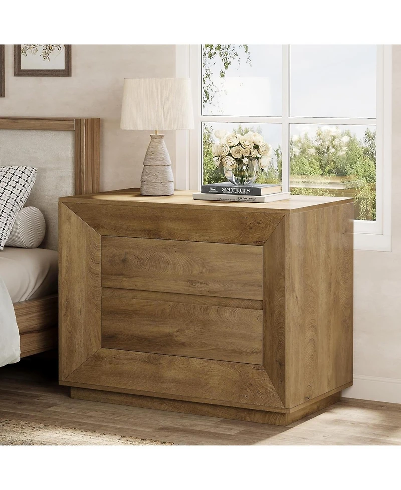 Tribesigns Large Nightstand Set of 2, Oversized Night Stand with 2 Drawers, 35.43" Wide Bedside Table Sofa Side Table
