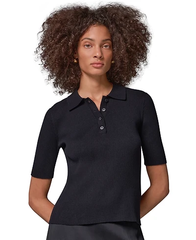 Donna Karan Weekend Women's Elbow-Sleeve Ribbed Button-Front Sweater