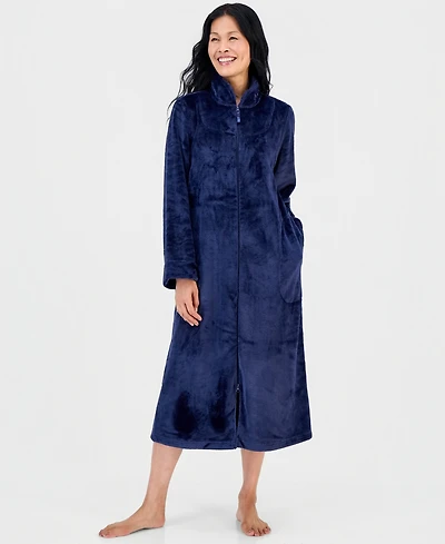 Charter Club Women's Long Plush Zip-Front Robe, Created for Macy's