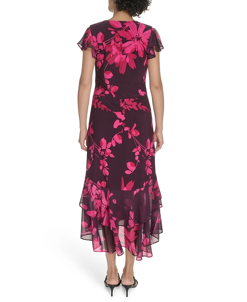 Tommy Hilfiger Women's Flutter Sleeve Chiffon Dress