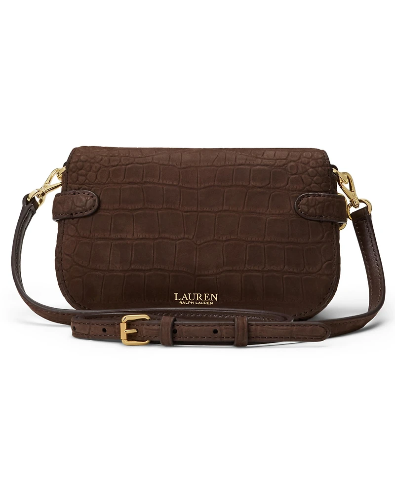 Lauren Ralph Lauren Crocodile Embossed Blaike Mini Leather Crossbody Handbag
