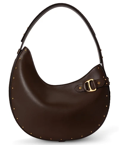 Lauren Ralph Lauren Studded Leather Tasha Medium Shoulder Handbag