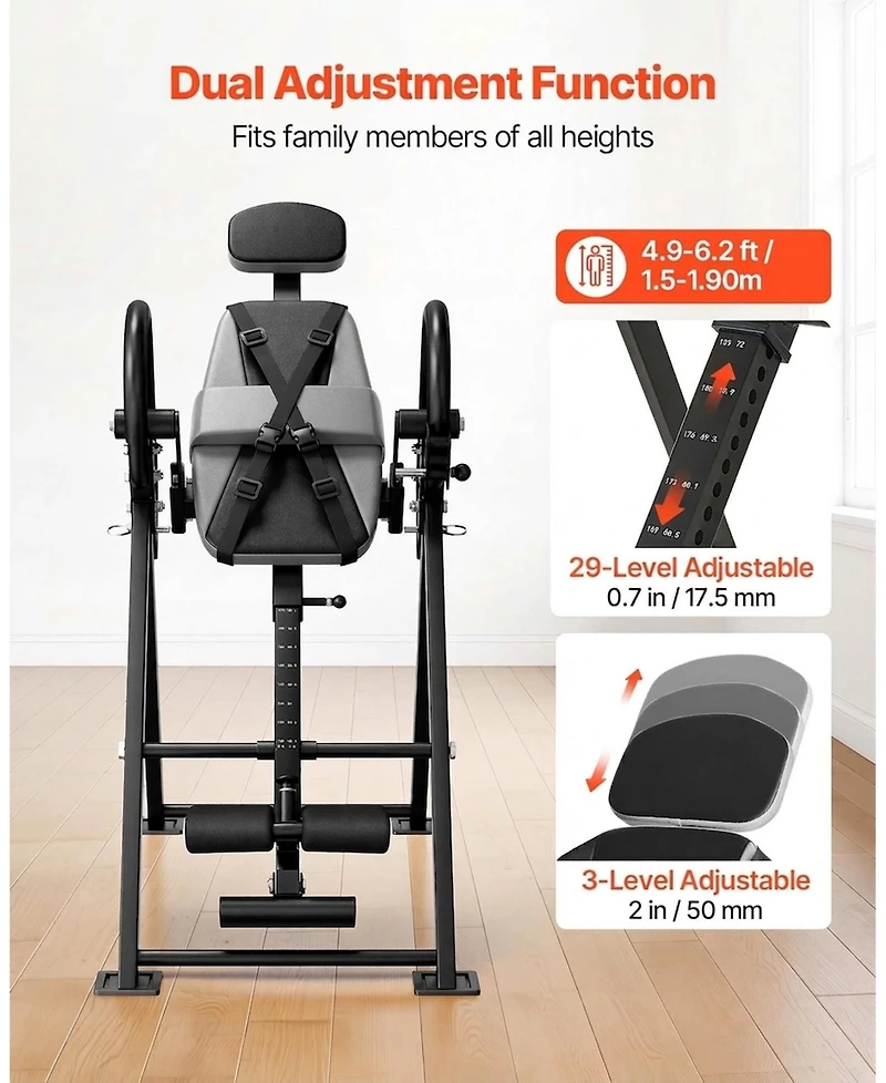 Sevorley Heavy Duty Inversion Table, 300 lb Capacity Foldable Back Stretcher for Spinal Decompression