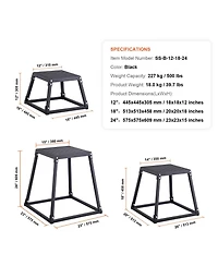 Sevorley Steel Plyo Box Set, 12/18/24 in Plyometric Jump Boxes for Home Gym Training