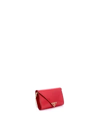 Pre-Owned Prada Mini Triangle Logo Envelope Chain Clutch Patent